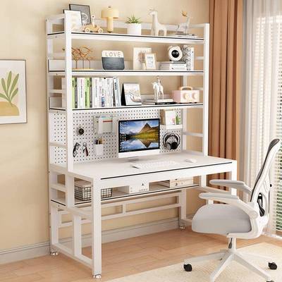 桌书架一体子电书脑PIE桌桌带用洞洞板写字桌学生家书桌书架组合