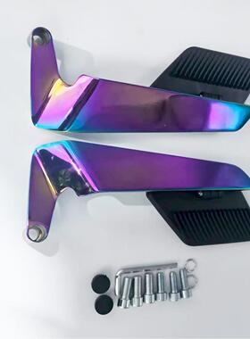 新款摩托车后视90481镜通用可电旋转定风铝翼炫彩后动视镜车合金