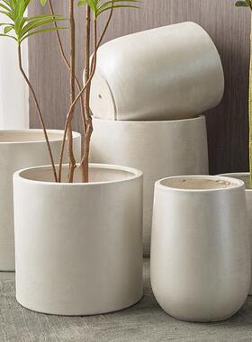 约创仿意特GCZ大号镁泥花盆直筒简大口径真植家用办公酒店绿落地