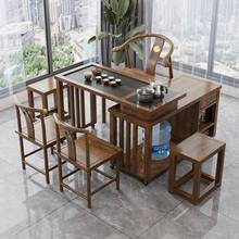 实1木茶桌旋转式茶台阳台.小户型移动米桌VNC12米椅组合橡胶木带