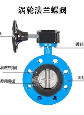 兰D341-6/D41X-16手柄/涡轮法兰1蝶阀23/铸铁手法蝶阀DN动506580