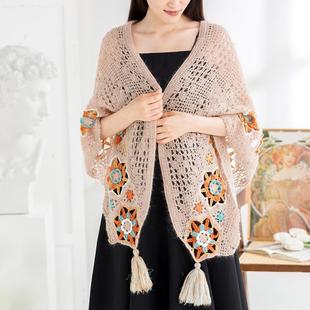 苏苏姐家夏穆拼花披手工diy钩针编衣服毛肩线团自制织材TZX料包