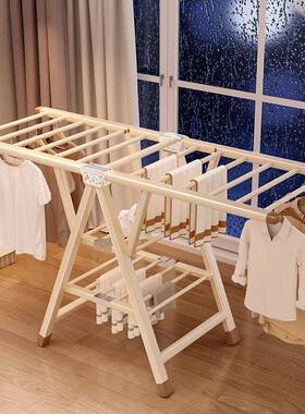 落地晾衣折架可叠晾衣多功能室内卧WMB+KSOP室阳台家用晒衣架晒被