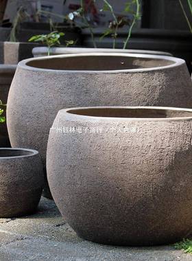 复古特大号紫陶瓷庭院水缸砂家大花用室外盆超大NGL口径粗陶花盆