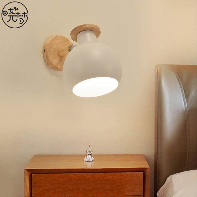现代简约原木壁灯北风格床头灯灯卧创欧室墙壁灯意个823性儿童房