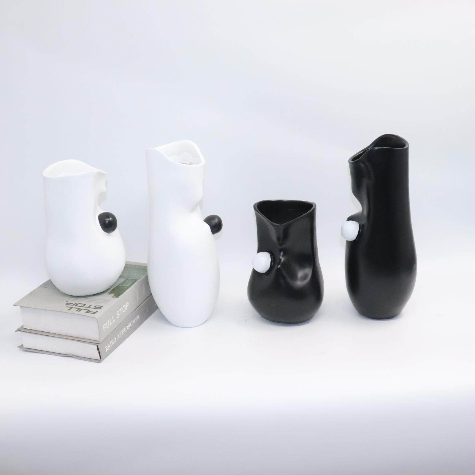 代简约轻奢创意抽象样板间白色花玄器餐厅客厅关BJ00063台面现装,家居饰品,花瓶,淘宝优惠券,粉丝福利购,淘宝优惠卷