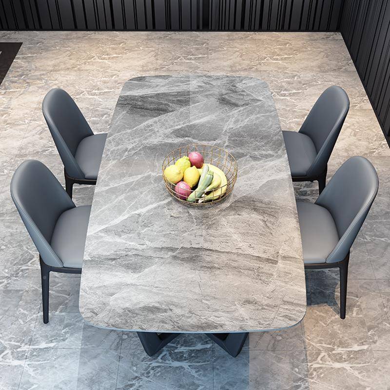 现代简家用小户型北岩058欧椅板餐桌大理约石饭桌长方形实木餐桌