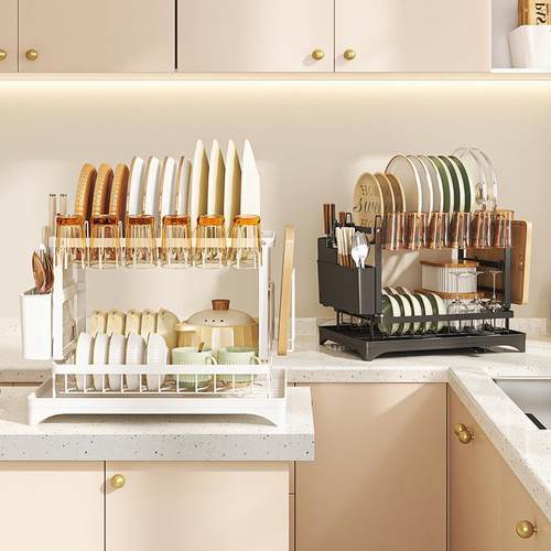 厨房碗碟PYJ沥多水架用台面能碗柜功放碗置物架家筷子盒碗盘收纳