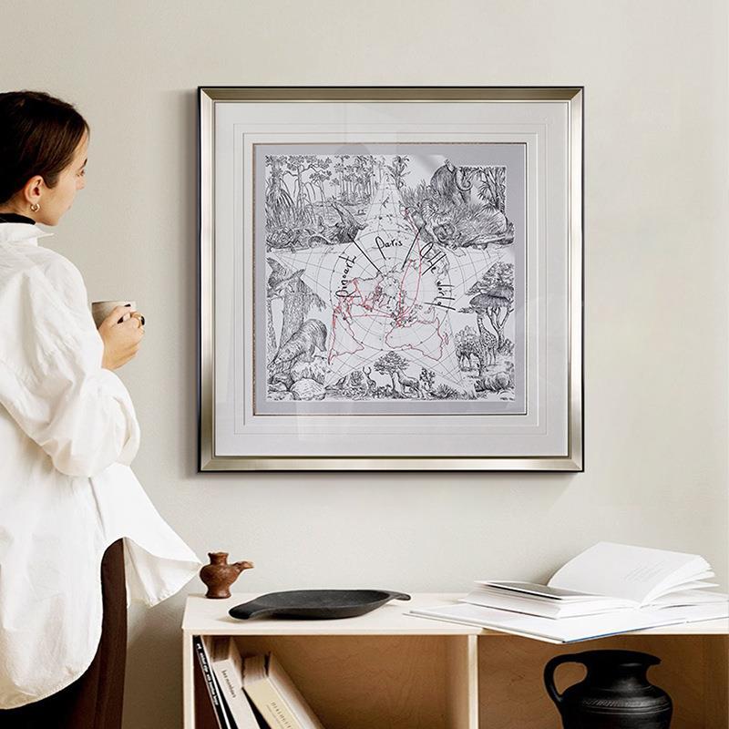 法式复古客挂画厅小餐艺众术al202504高级厅感装饰画入户玄关卧室