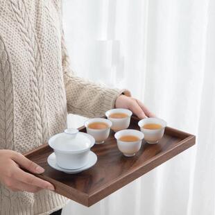 质托盘茶具 桃木茶盘托托盘果盘干UER泡木盘长胡方形家用茶杯日式