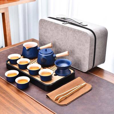 黑陶路釉侧把壶旅宝茶具茶杯行套装家用58422办室商用小礼品印制l