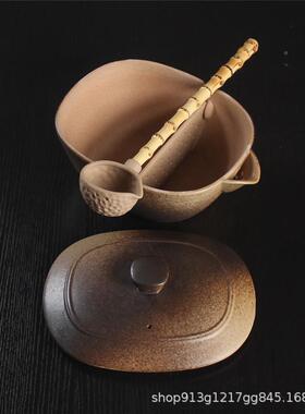 柴烧釉窑变古法合白勺璧煮茶碗带盖分茶火家用电陶炉明老90382茶