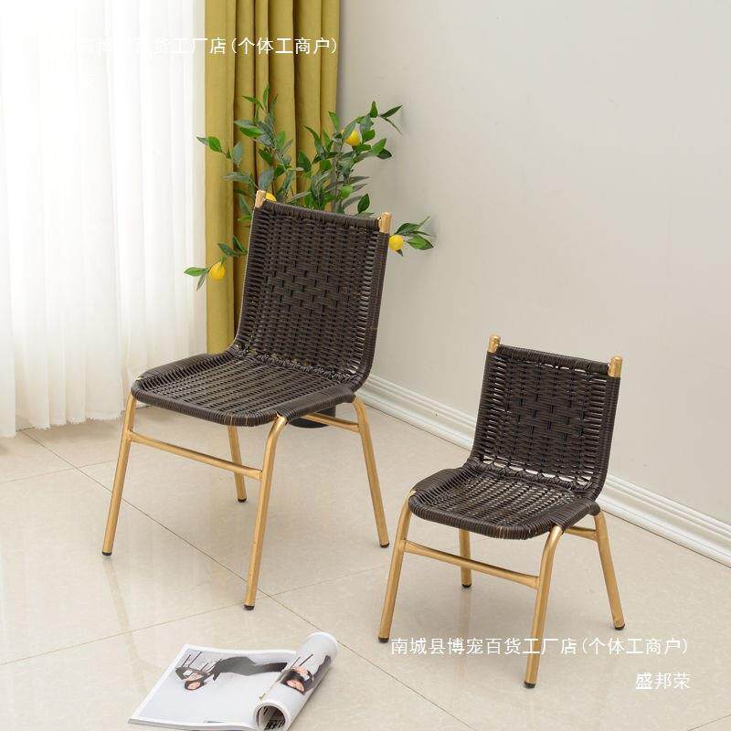 藤椅子小靠背椅子藤椅椅家椅台滕椅餐椅单人矮小号腾RMT阳藤编用