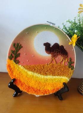 ?俄y斯戳戳绣diFh(h(&aq森手工毛线刺绣挂画系材罗料包戳戳乐针儿