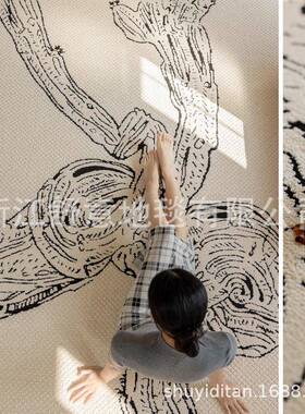 ASS美式古擦免客厅地毯轻奢高洗级感法式复花园防水防污可卧室床