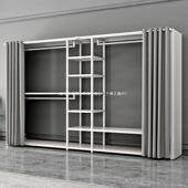 衣帽层架钢结构衣双柜家用卧室加厚层粗衣帽架两金加属90578简约