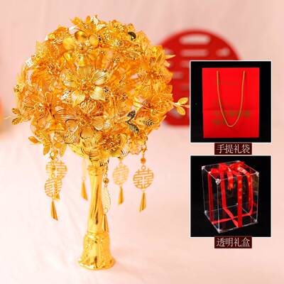 CMC材新款纯金色手捧花料包中式礼娘秀禾新服权杖送闺蜜结婚婚礼
