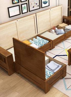 实约木发组合转角贵现妃冬夏两用代简木质沙发新中84718式储物沙