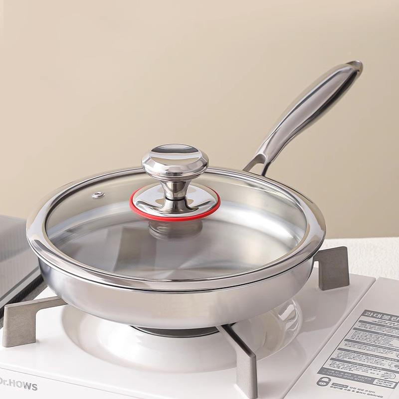 平底锅不粘锅无涂层304锈煎锅神器专20cm、22蛋用炒煎饼不锅钢小