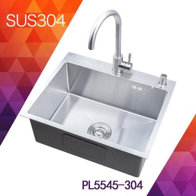 304锈钢手工盆单盆厚边厨房洗菜不盆台上丝水槽PL5545单拉槽5455