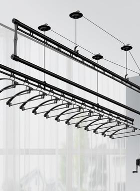 衣恋92909阳光降晾衣架三杆晾手摇升晾衣衣杆阳台凉架晒衣架衣阳