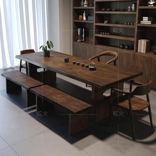 中式实木茶CKN桌全套实木大板台简约书房客厅客泡茶桌茶椅新组会