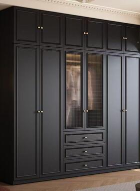 古风衣衣柜黑色柜子中柜家用卧约室小户型SWV现代简边柜顶柜现货