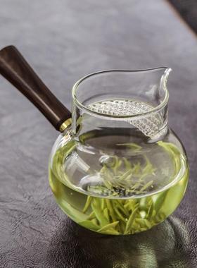 月FVR过滤公牙道杯玻带茶漏茶滤把一体绿茶泡茶器大号侧泡茶璃壶