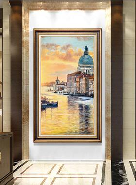 式玄关美装壁饰画油欧式走CIB廊过道竖版画入户楼梯挂画墙画花卉