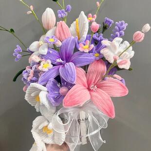 扭扭棒花束成品仿玫瑰花真手工女diy材料包自制成品送74997花友闺
