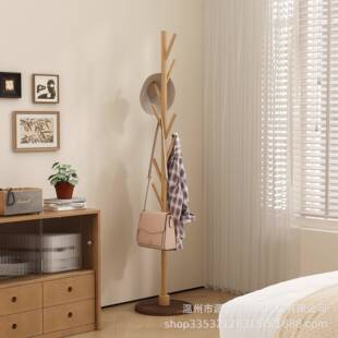 架实木衣帽落地BSV卧室加挂衣立架式家用衣服架子简易楠竹粗挂包