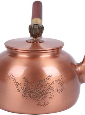 龙致堂厂家精刻花茶壶纯紫铜壶茶带REQ滤网家用烧水门煮壶