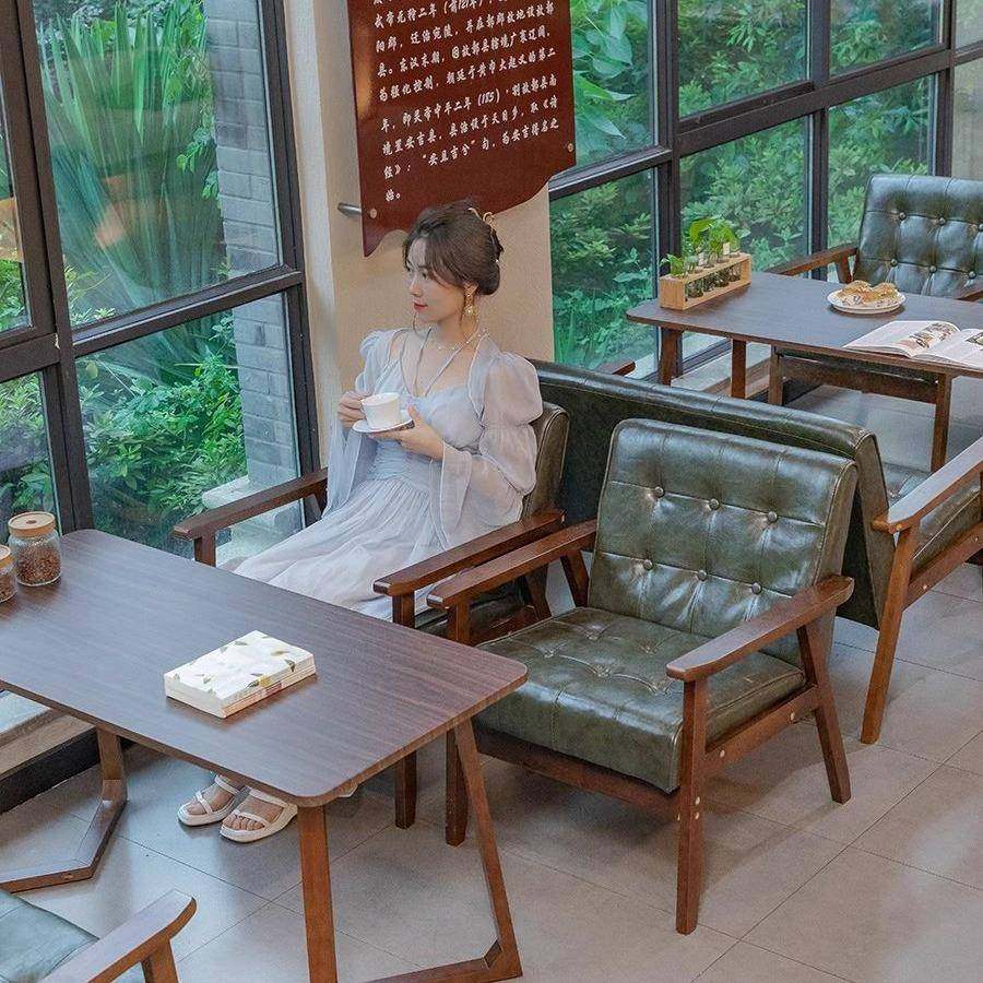 咖啡厅酒吧清吧桌椅组合酒馆西餐烧烤奶茶店沙发复古休闲餐饮卡座