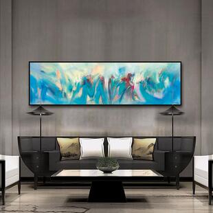 圣仕新中式装饰画朱德群横幅酒店床头油画现代简约卧室意境画壁画