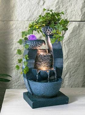 欧ERZ式环循流水摆件微景运观客厅玄关桌面喷泉转球室招财造景内