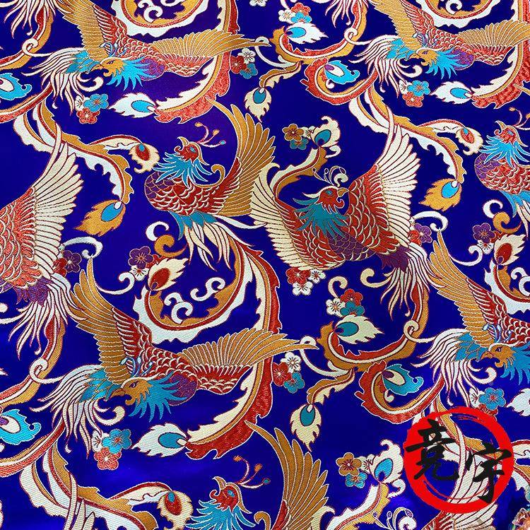 新品七凤凰WHW织锦唐装旗袍布料拜年彩服装面料中缎风小花布缎面