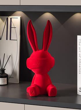 轻摆奢风红色兔子坐姿创意简约客厅桌入户玄关面电视BRH柜软装件