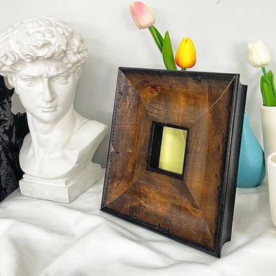 G11284A【尼罗河畔】复古做旧烤色实小画框可意直尺任寸油木画装