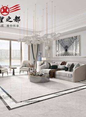 客厅地砖TJ91T01A900x90代餐0连纹通体大理板石瓷砖灰色现简约客