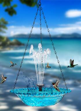 202新4款TM-010浮户外花园花园太阳能泉漂喷悬挂式喂鸟器鸟浴盆