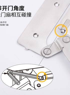 180折叠门五金无配件卧左开、右室卫生间度下轨平全折门不锈钢轨