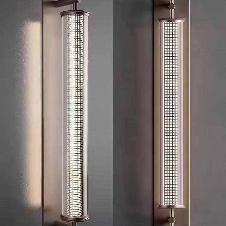 804设计哑景黑玻璃金属师网壁灯酒店售楼处长管条走廊客厅背墙圆