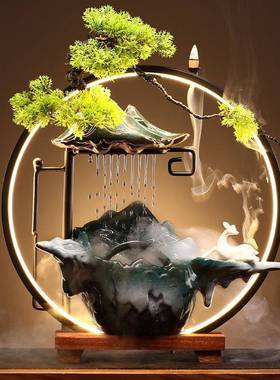 家中公式陶瓷流水招财居摆件客办室厅桌面喷泉加湿器店铺ATZ开业