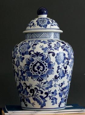 现代物新中陶瓷青花瓷储罐摆件创意家居电视柜玄关MIF软摆设式装