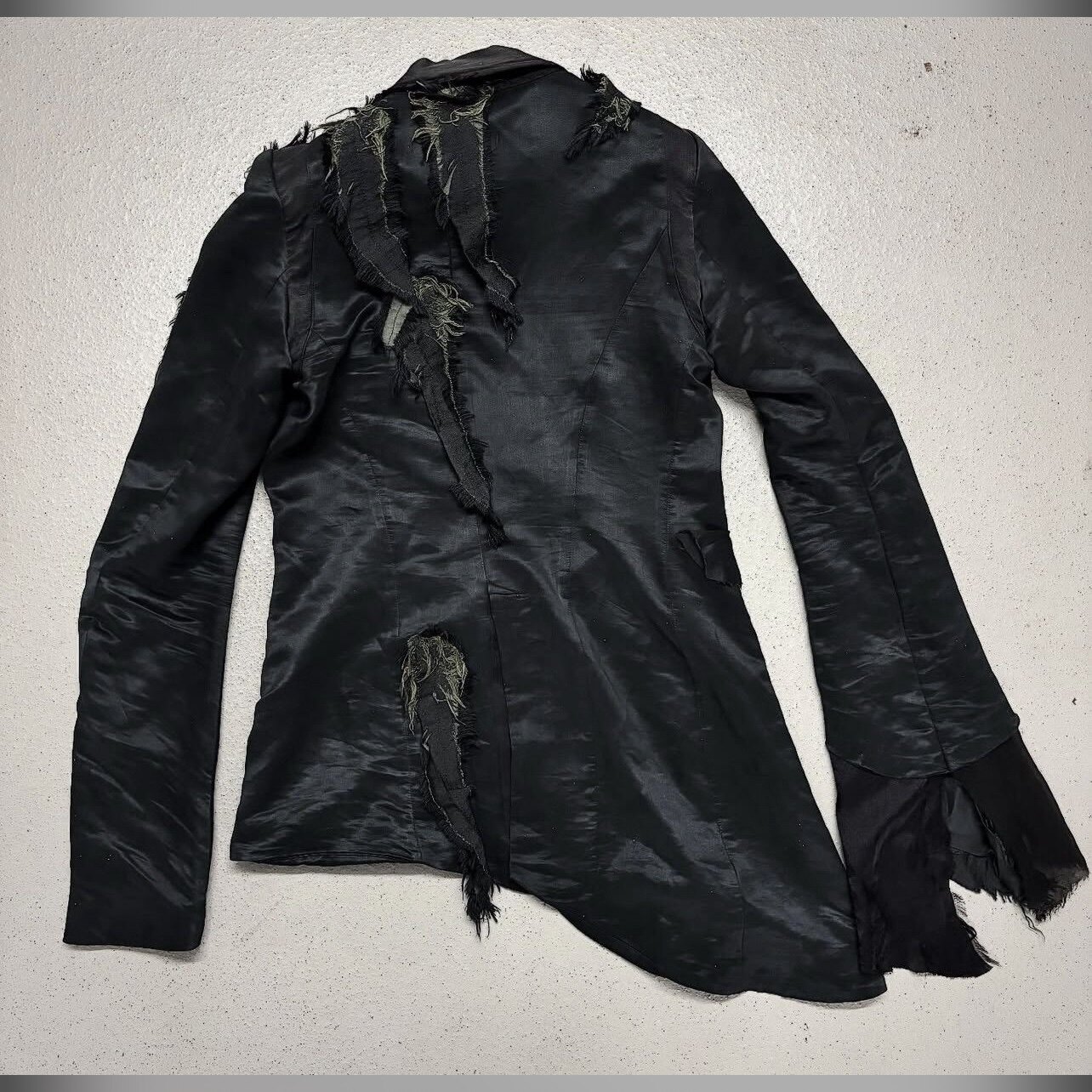 thumbnail for (Exclusive) ifsixwasnine vitage visual dark feather patch tailored suit jacket