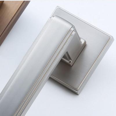 精致银灰门锁轻主义通MF06-012用房间门把手锌合色奢静金音双面执