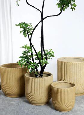 镁泥花泥盆水简约诧寂风庭阳NMW面台室内地院客厅绿植盆栽花器装