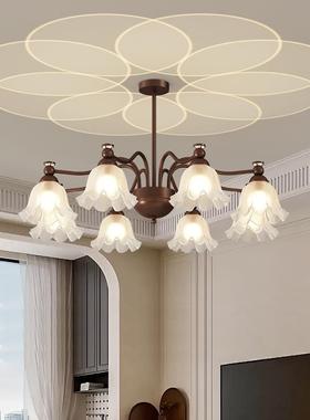 古法式复奶饭油风吊灯花朵网红氛玻56104璃客厅大气厅灯书房卧室