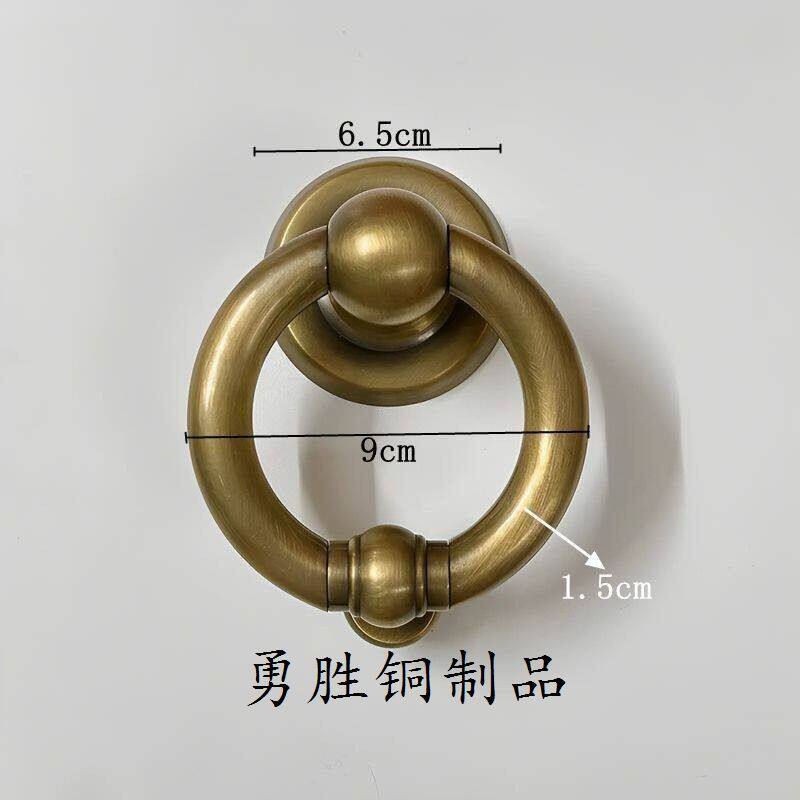 黄铜大门拉手欧式门环把手加厚实心中式庭院实木门别墅门铜门把手