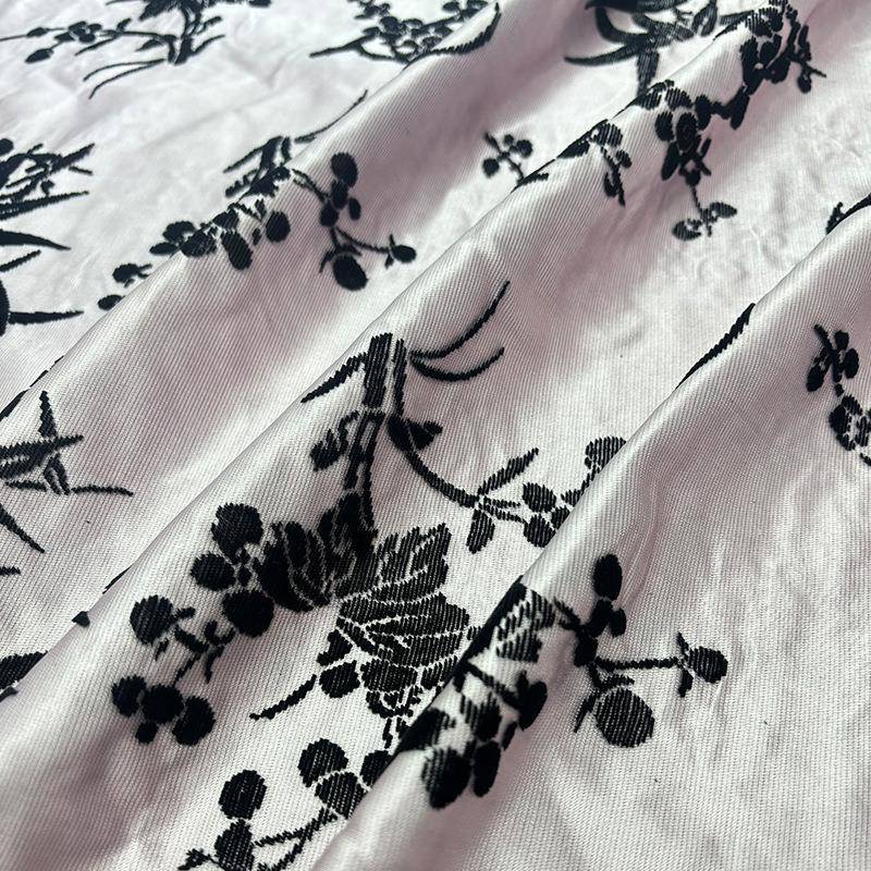 风传统绒漳丝绒国布梅兰竹全真MSE丝面料轻奢旗菊袍晚礼服面料现